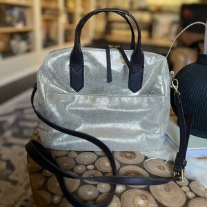FOSSIL Fiona satchel, metallic shimmer gold leather used once like new